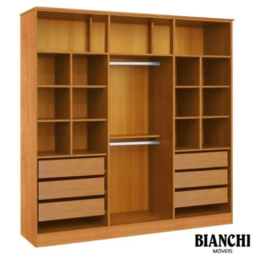 Alternative view of Guarda-roupa Casal Bianca 6 Portas Larg. 2.30m 100% MDF Nature/Off - Bianchi
