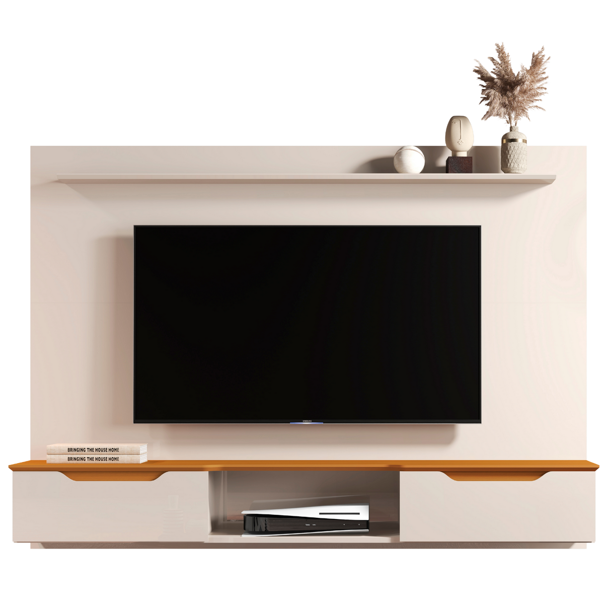 Painel até 65" Studio Off White/Cedro - EDN MÓVEIS - Imagem 6