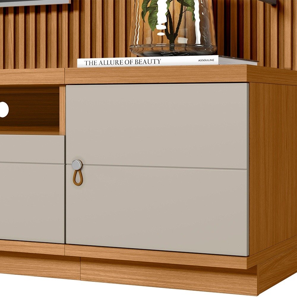 Painel até 75" + Rack + Módulo Lateral Ouro Preto Nature/Off White - LINEA BRASIL - Imagem 3