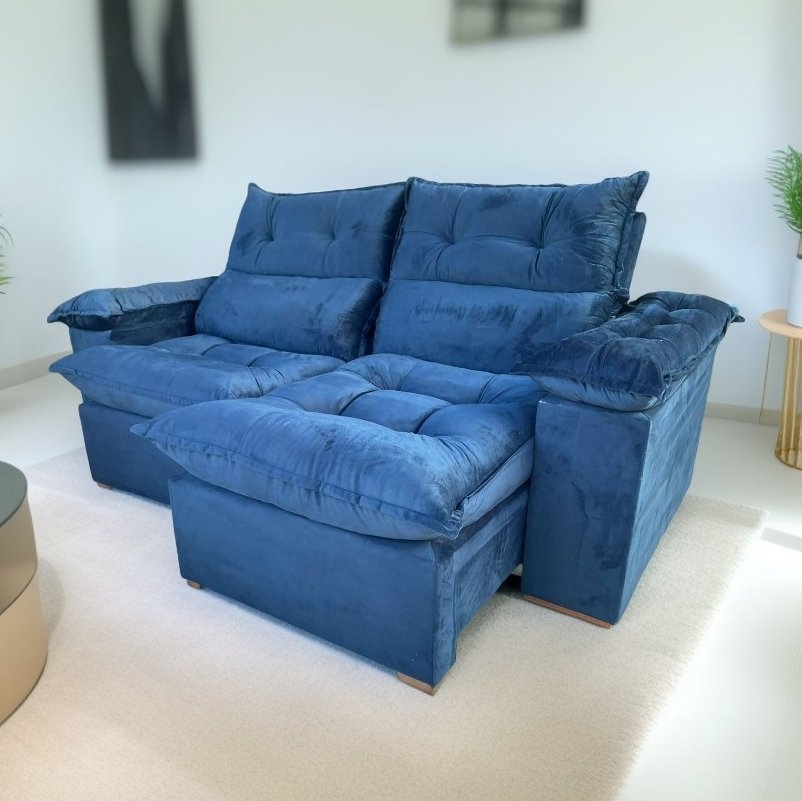 Sofá Retrátil e Reclinável Imperial 2,00 m Veludo Jolie Azul 07 - IMPERIAL DECOR - Imagem 2