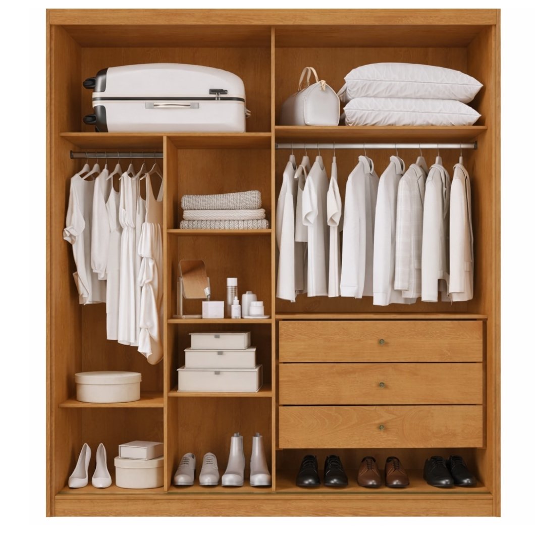 Guarda-Roupa 2 Portas Mali 151,5 m Peroba/Off White/Peroba - MÓVEIS EUROPA - Imagem 2