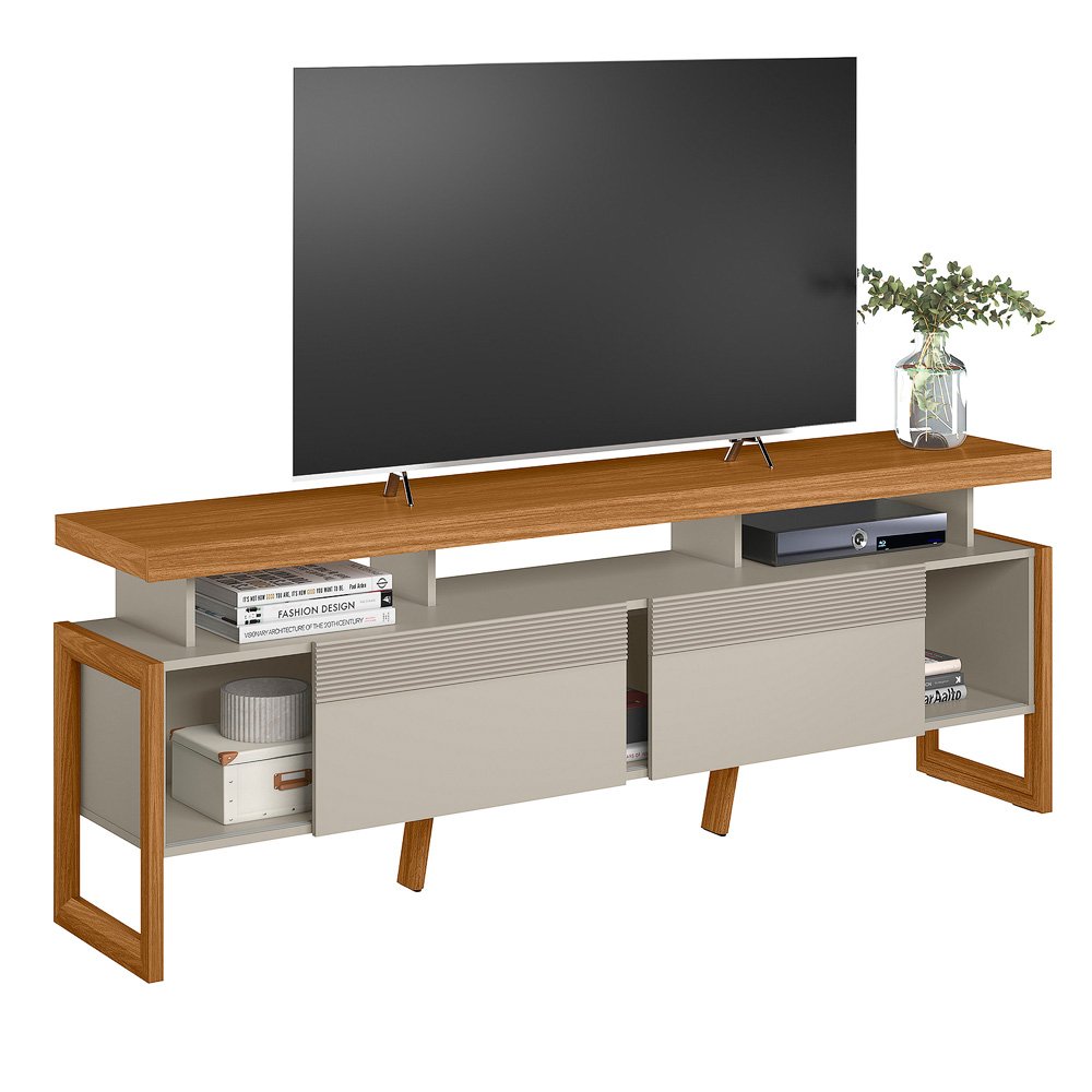 Rack ate 70" Esmeralda Nature/Off White - LINEA BRASIL - Imagem 5