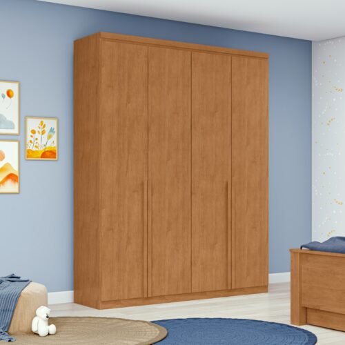 Guarda-Roupa 4 Portas Alonzo 1,54 m Amêndoa Clean - LOPAS