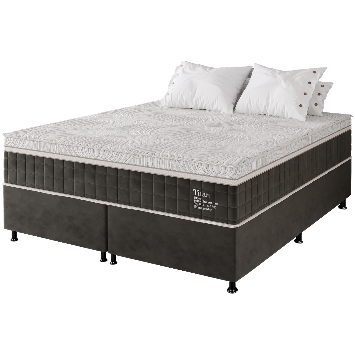 Colchão Queen Massageador Titan/Thor 34 cm D28 Molas Ensacadas + Base Box Simples Corino Branco – VIERO + BIOSTAR - Imagem 5