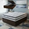 Colchão Queen Blue 32 cm H33 Molas Ensacadas + Base Baú Corino Marrom – PAROPAS + ALTO NÍVEL