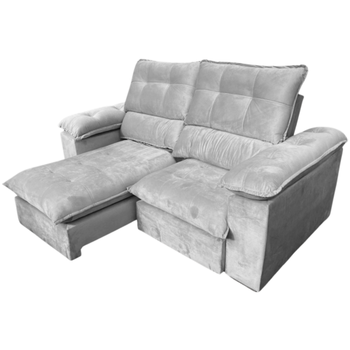 Alternative view of Sofá Retrátil e Reclinável Suíça 2,50 m Veludo Cinza Prata – LEO DECOR (PROMOÇÃO - LEVE AVARIA)