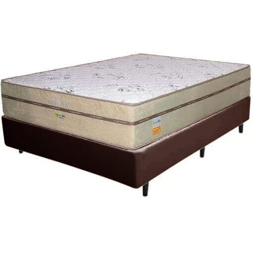 Colchão Casal Toronto 30 cm D28 Molas Ensacadas + Base Simples Corino Marrom – ECOTEC + BIOSTAR - Imagem 2