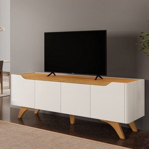 Rack até 75" Atenas 1.8 Off White/Naturale - MAVAULAR
