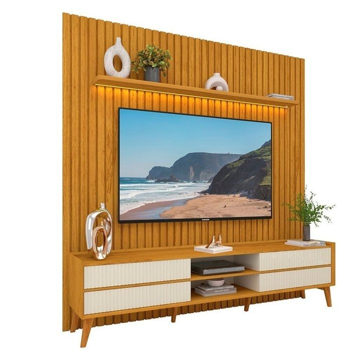 Painel até 85″ Nobre 230 Naturale + Rack Magnífico Naturale/Off White – GELIUS - Imagem 6