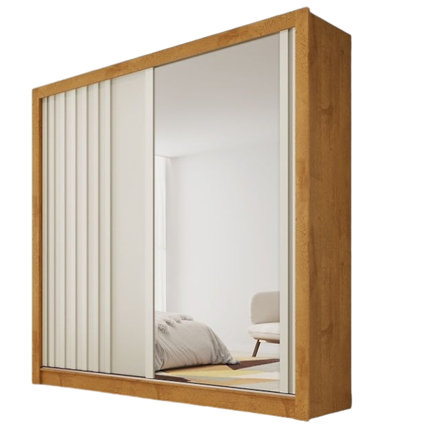 Guarda-Roupa 2 Portas Lugano 1,80 m Peroba/Off White - MOVEIS EUROPA - Imagem 3