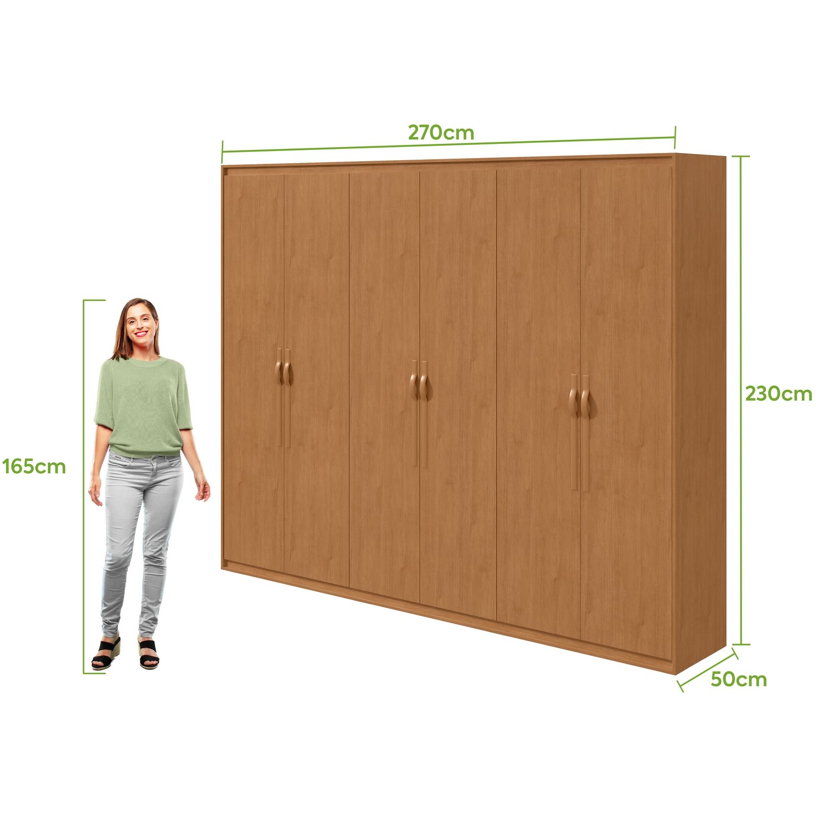 Guarda-Roupa 6 Portas Suavitá 2,70 m Amêndoa Clean - LOPAS - Imagem 5