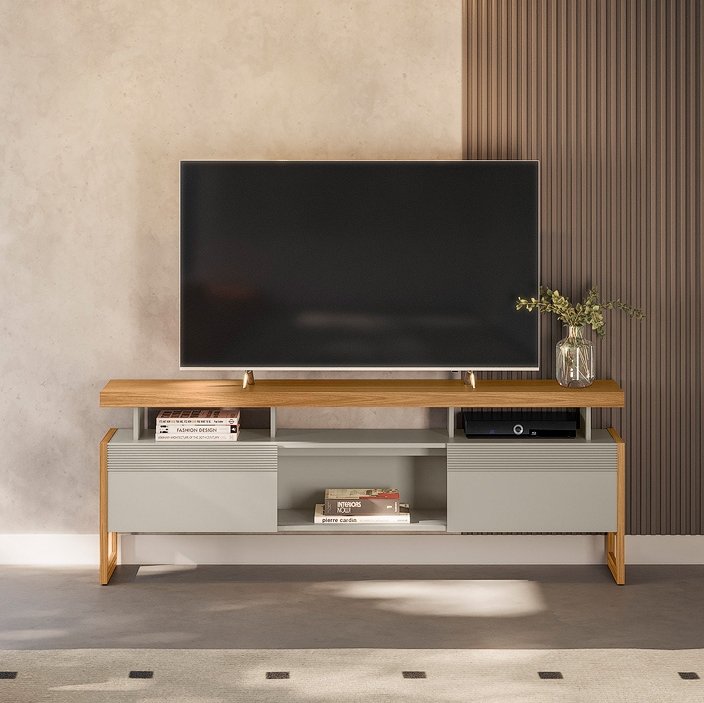 Rack ate 70" Esmeralda Nature/Off White - LINEA BRASIL - Imagem 2
