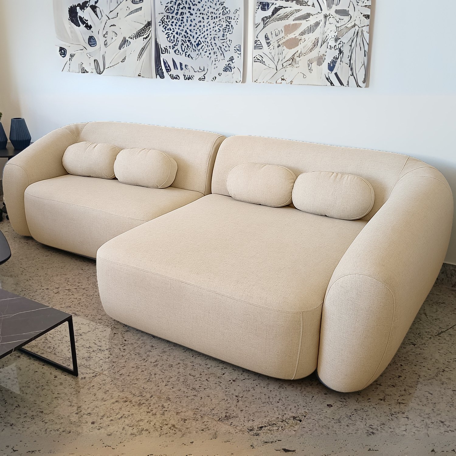 Sofá Living Chelles 3375 2,40 m Linho Bege 9236 - GRALHA AZUL