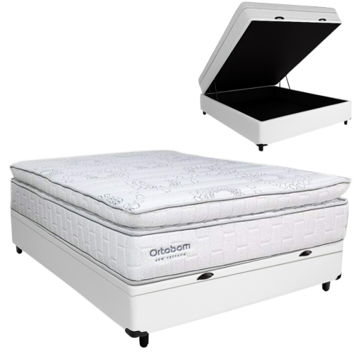 Alternative view of Colchão Casal New Freedom 32 cm D33 Molas Ensacadas + Base Baú Corino Branco – ORTOBOM + BIOSTAR