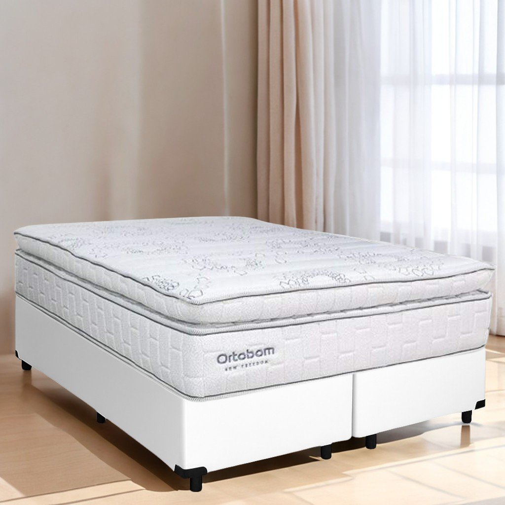 Colchão Queen New Freedom 32 cm D33 Molas Ensacadas + Base Simples Corino Branco – ORTOBOM + ALTO NÍVEL - Imagem 3