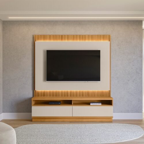 Painel até 70" + Rack São Paulo Tauari/Off White Fosco - LINEA BRASIL