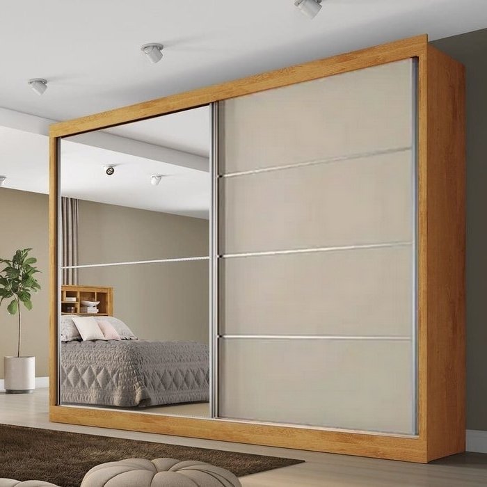Guarda-Roupa 2 Portas Verona 2,02 m Peroba/Off White/Peroba – MÓVEIS EUROPA - Imagem 3