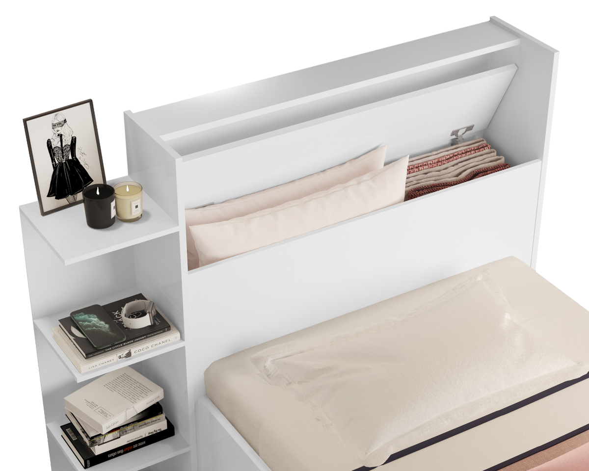 Cama Solteiro Baú Isa Branco - MADEC MÓVEIS - Imagem 4