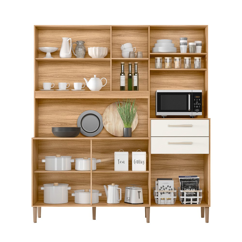 Kit Cozinha Salsa 1,80 m Freijó/Off White Cristal - NICIOLI - Imagem 2