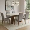 Mesa Damiana BA56 160 Canela/Off White com 6 Cadeiras Sophia Linho Cinza Grafite 206 – KAPPESBERG + WM DECOR