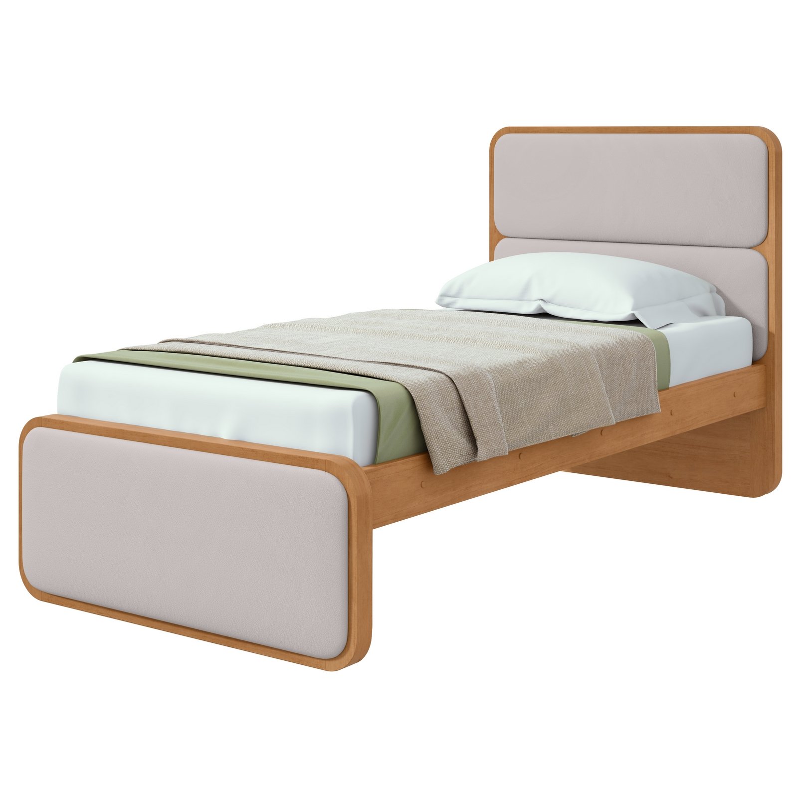 Cama Solteiro Loop Amêndoa Clean - LOPAS - Imagem 4