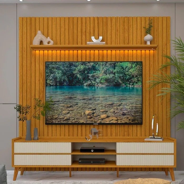 Painel até 85″ Nobre 230 Naturale + Rack Magnífico Naturale/Off White – GELIUS - Imagem 2