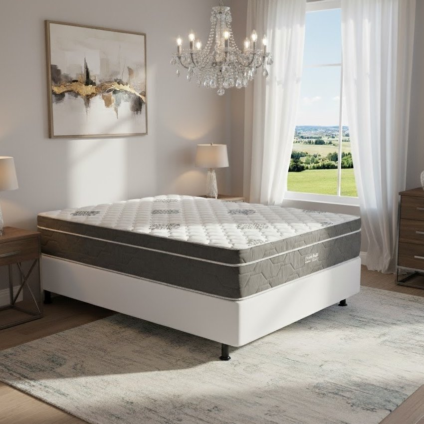 Colchão Casal Essential Pocket 30 cm D26 Molas Ensacadas + Base Simples Corino Branco – INOVAFLEX + BIOSTAR