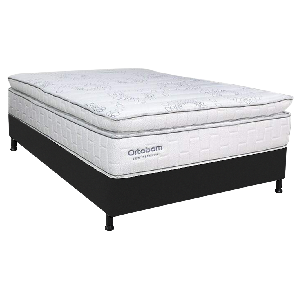 Colchão Casal New Freedom 32 cm D33 Molas Ensacadas + Base Simples Corino Preto – ORTOBOM + BIOSTAR - Imagem 2