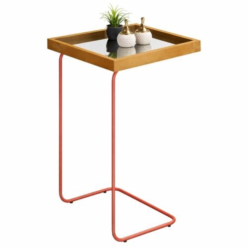Alternative view of Mesa de Apoio Espelhada Lupus Amadeirado/Cobre – DELINE DECOR