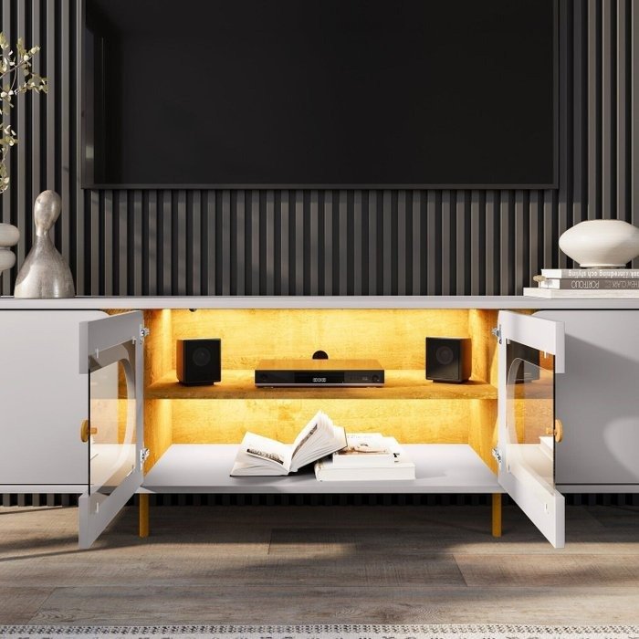 Painel até 75" Maresias + Rack Juquehy Off White/Naturale - BECHARA - Imagem 2