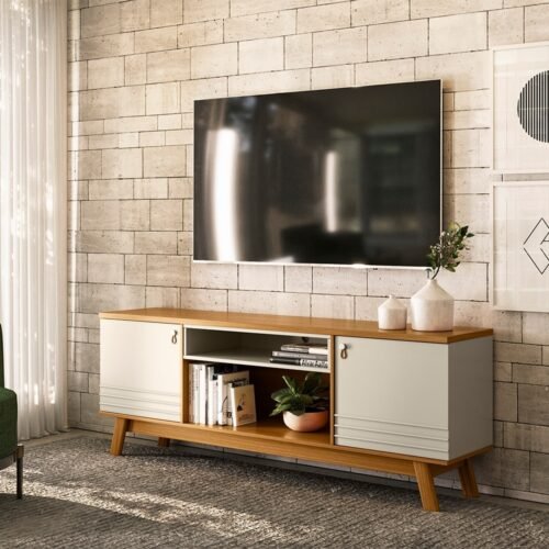 Rack até 75" Colorado Nature/Off White - LINEA BRASIL