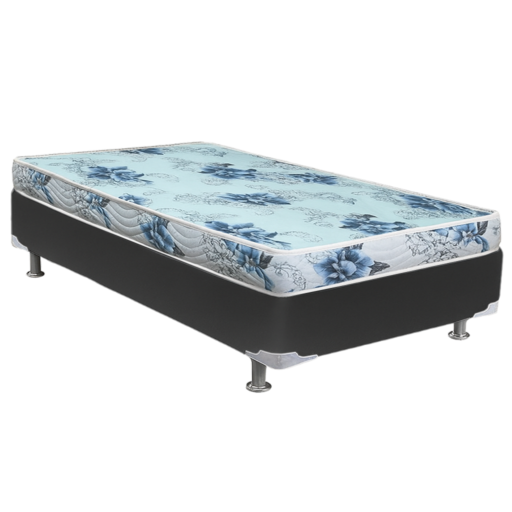 Colchão Solteiro Dream Soft 12 cm D20 + Base Simples Corino Preto – ORTOBOM + ALTO NÍVEL - Imagem 2