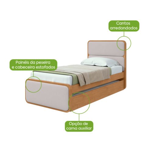 Alternative view of Cama Solteiro Loop com Auxiliar Amêndoa Clean - LOPAS