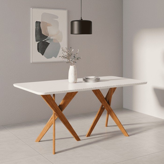 Mesa Cacau 180 (C/Vidro) Madeira/Off White - CIMOL - Imagem 2
