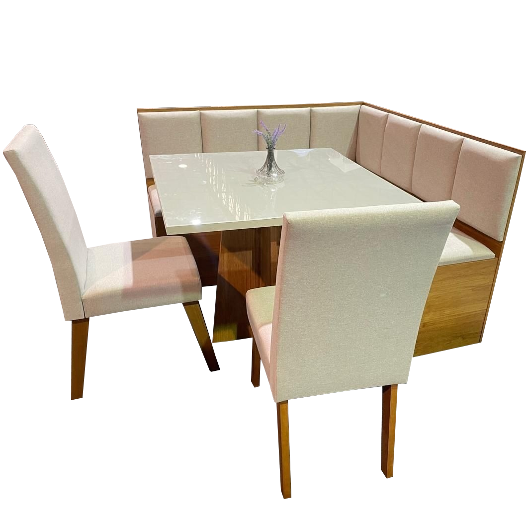 Conjunto Canto Alemao Bau + Mesa Mon/Soberano Mel/Blonde + 2 Cadeiras Milao Mel/Linho Bronze - VIERO MOVEIS - Imagem 8