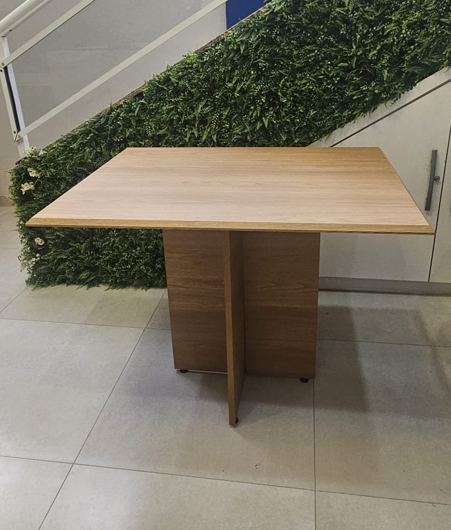 Mesa Perola 90 Imbuia Mel (Tampo Viena s/vidro) - CARVALHO DECOR - Imagem 2