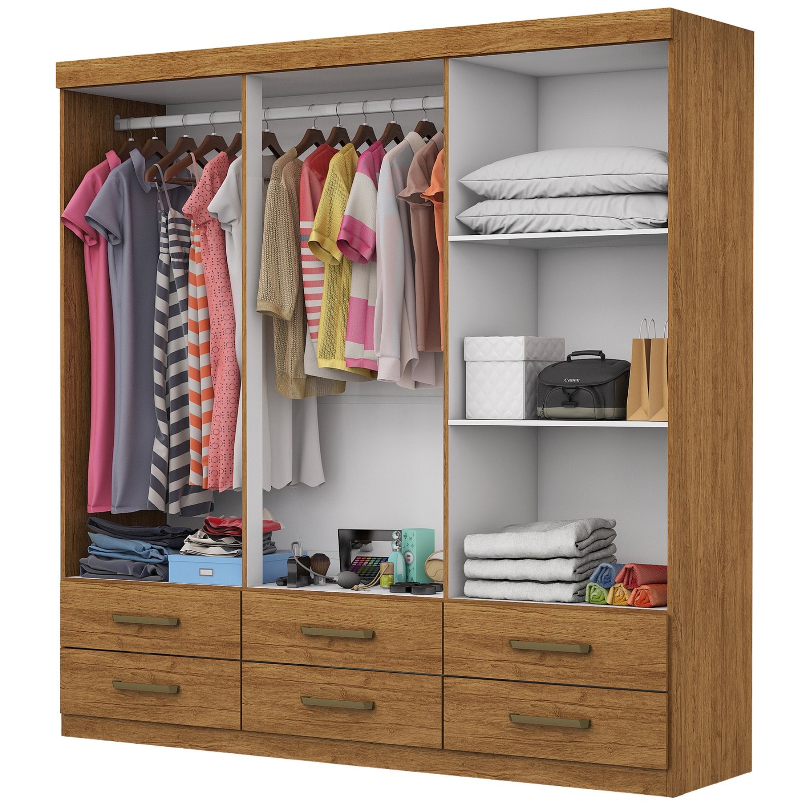 Guarda-Roupa 6 Portas(Sem Espelho/Sem Pés)Dallas 1,53 m Cinamomo - CARIOCA MÓVEIS - Imagem 2