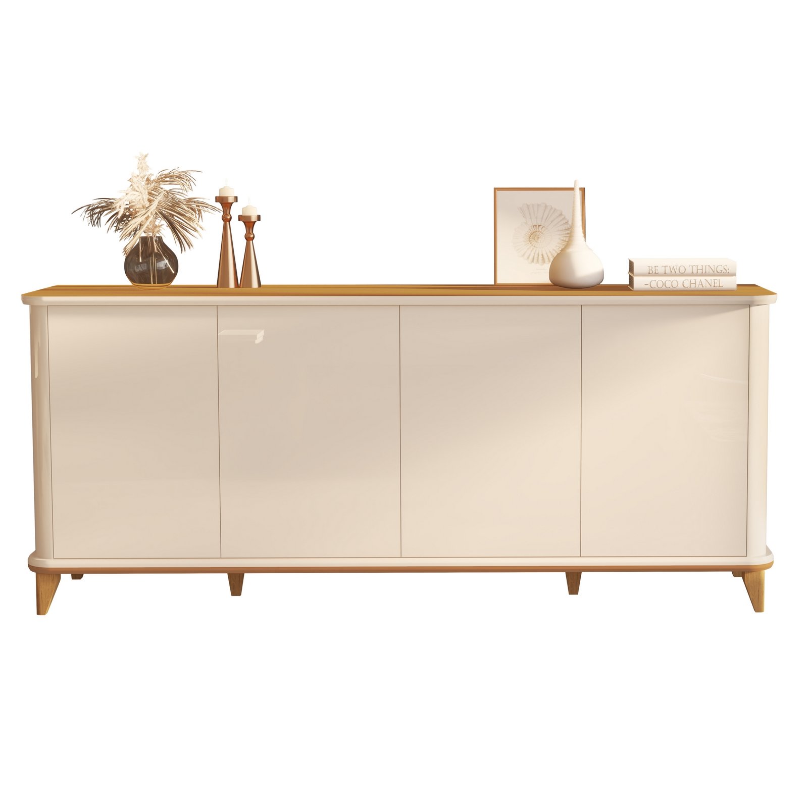 Buffet 4 Portas Aron Off White/Cedro – EDN MÓVEIS - Imagem 4