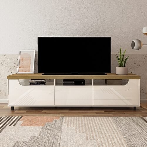 Rack até 75" Mercury Pinho/Off White - ARTELY