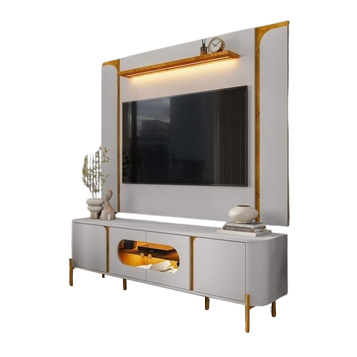 Painel até 75" Maresias + Rack Juquehy Off White/Naturale - BECHARA - Imagem 6