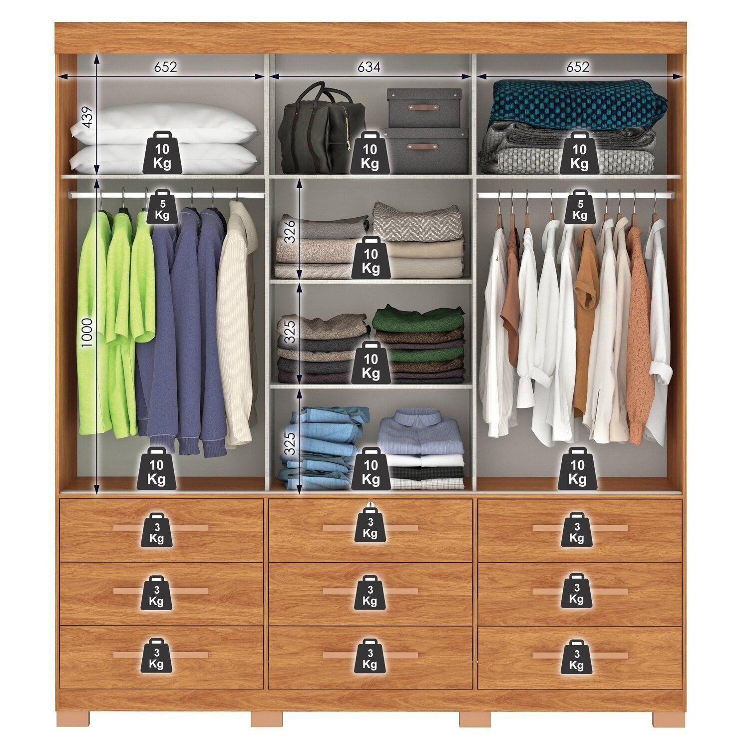 Guarda-Roupa 3 Portas Toronto RP1930 + Cômoda 5 Gavetas Malta CO250 Cinamomo/Off White/Cinamomo – FELLICCI - Imagem 5