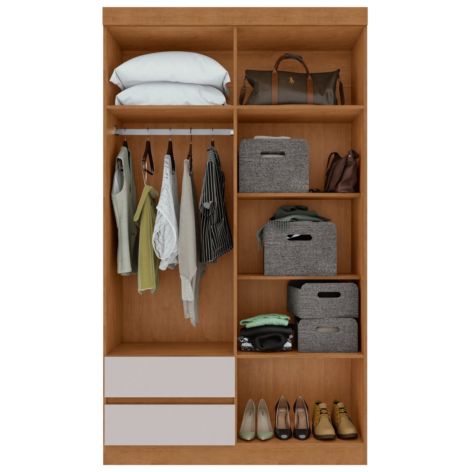 Guarda-Roupa 4 Portas Zeus 1,19 m Amêndoa Clean/Off White - LOPAS - Imagem 2