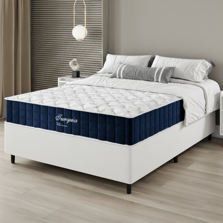 Colchão Casal Turquia 25 cm D28 Molas Ensacadas + Base Simples Corino Branco – VIERO MÓVEIS + BIOSTAR
