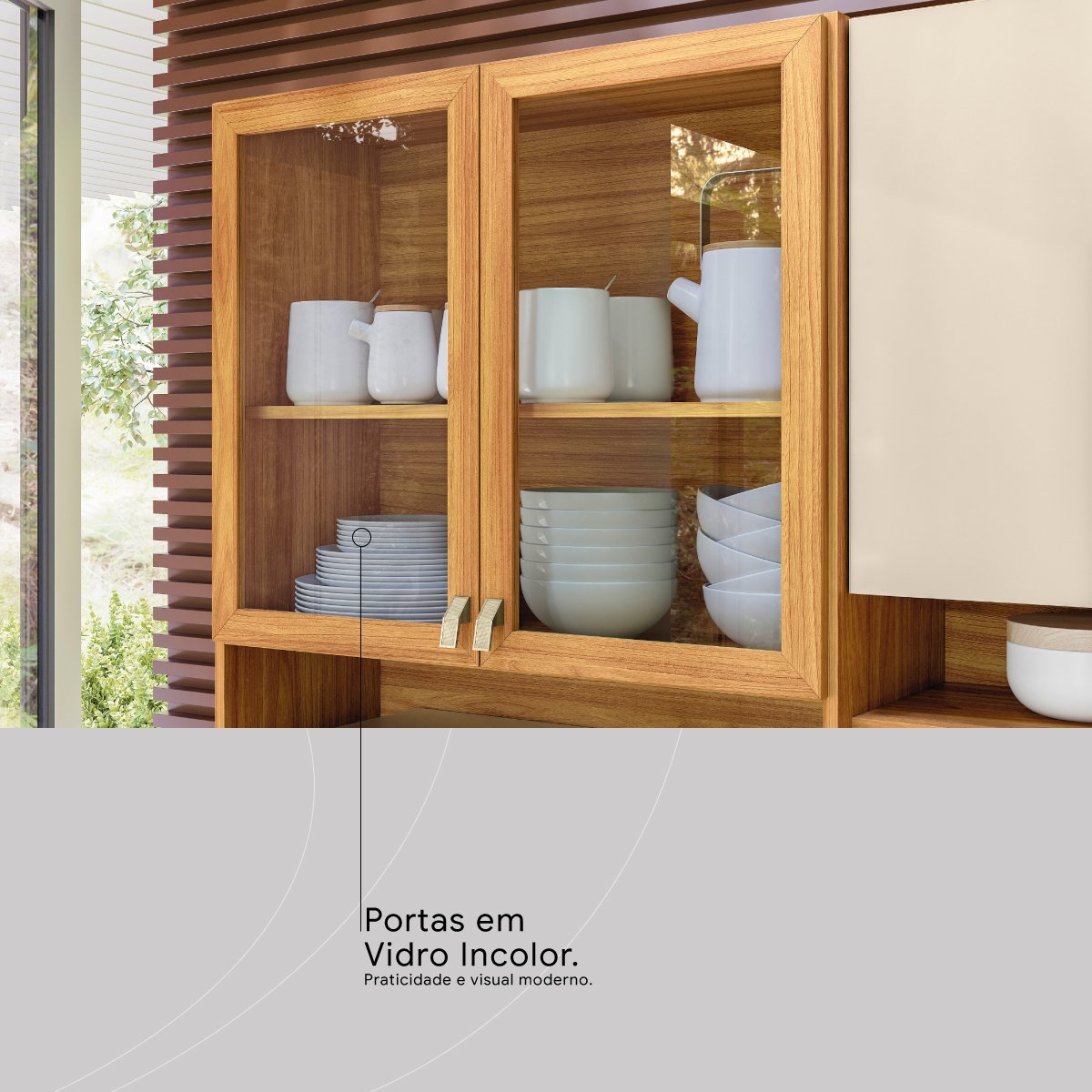 Kit Cozinha Amora 1,98 m Cinamon Touch/Off White - DEMÓBILE - Imagem 6