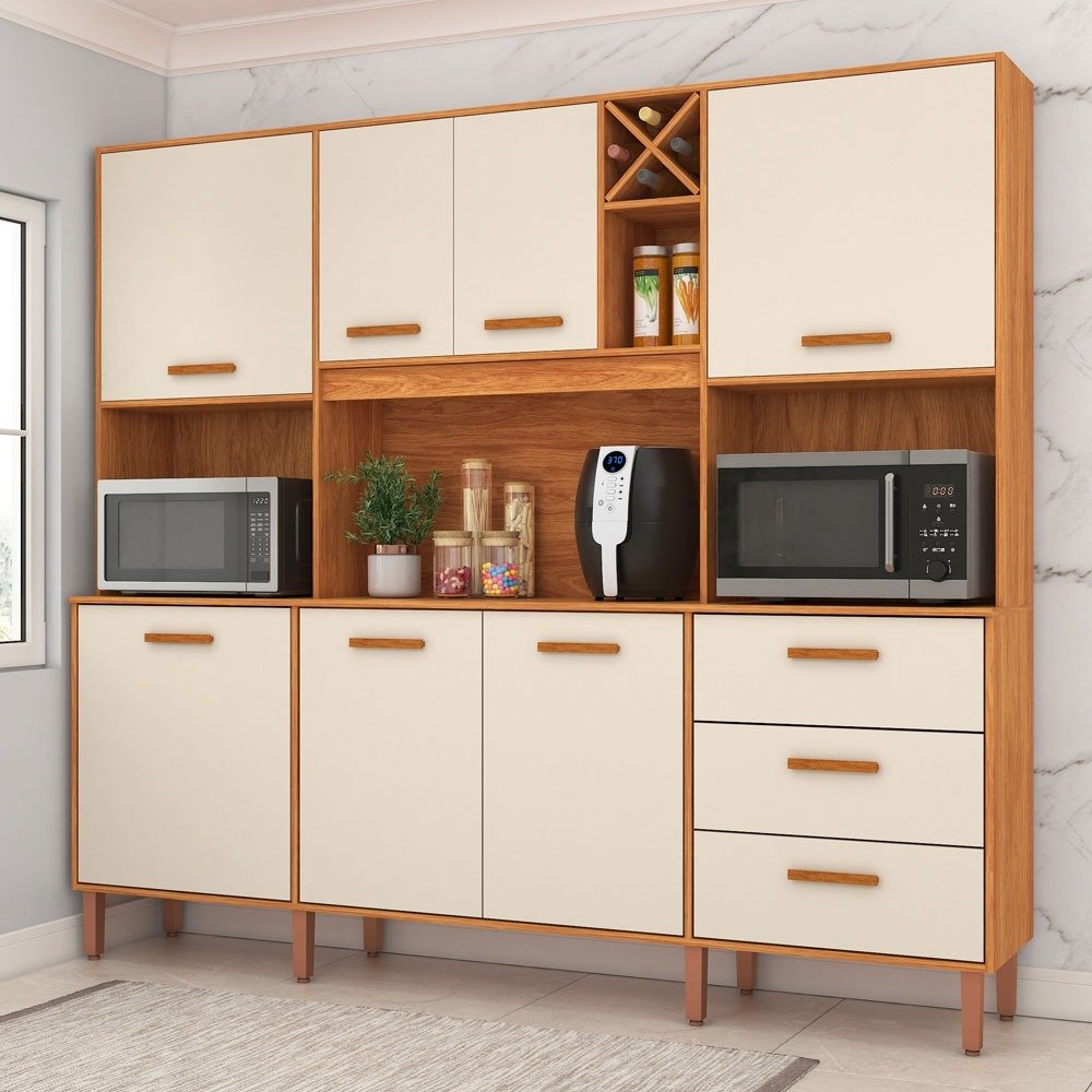 Kit Cozinha Modena CM730 2,18 m Cinamomo/Off White - FELLICCI