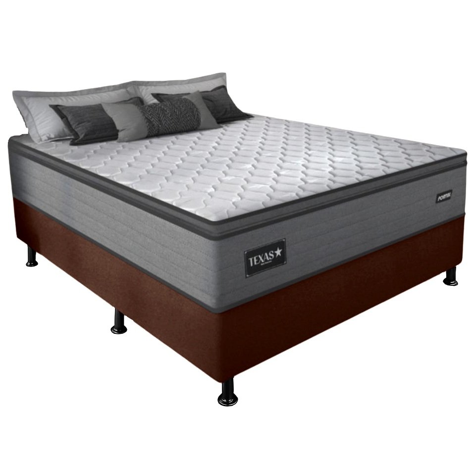 Colchão Casal Texas 29 cm D28 Molas Ensacadas + Base Simples Corino Marrom – GAZIN + BIOSTAR - Imagem 2