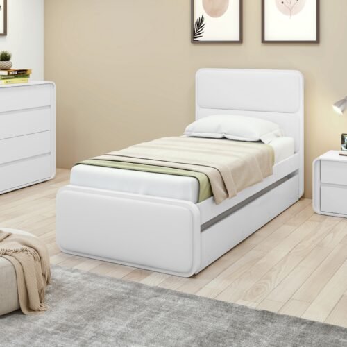 Cama Solteiro Loop com Auxiliar Branco - LOPAS