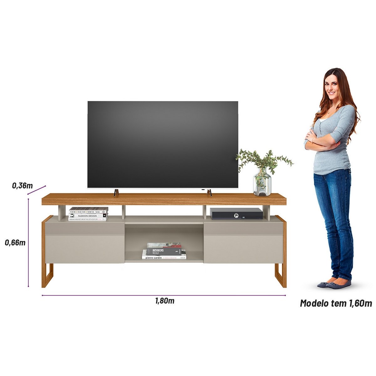 Rack ate 70" Esmeralda Nature/Off White - LINEA BRASIL - Imagem 3