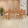 Mesa Athenas 180 Amêndoa Clean com 6 Cadeiras Athenas Linho Bege – LOPAS