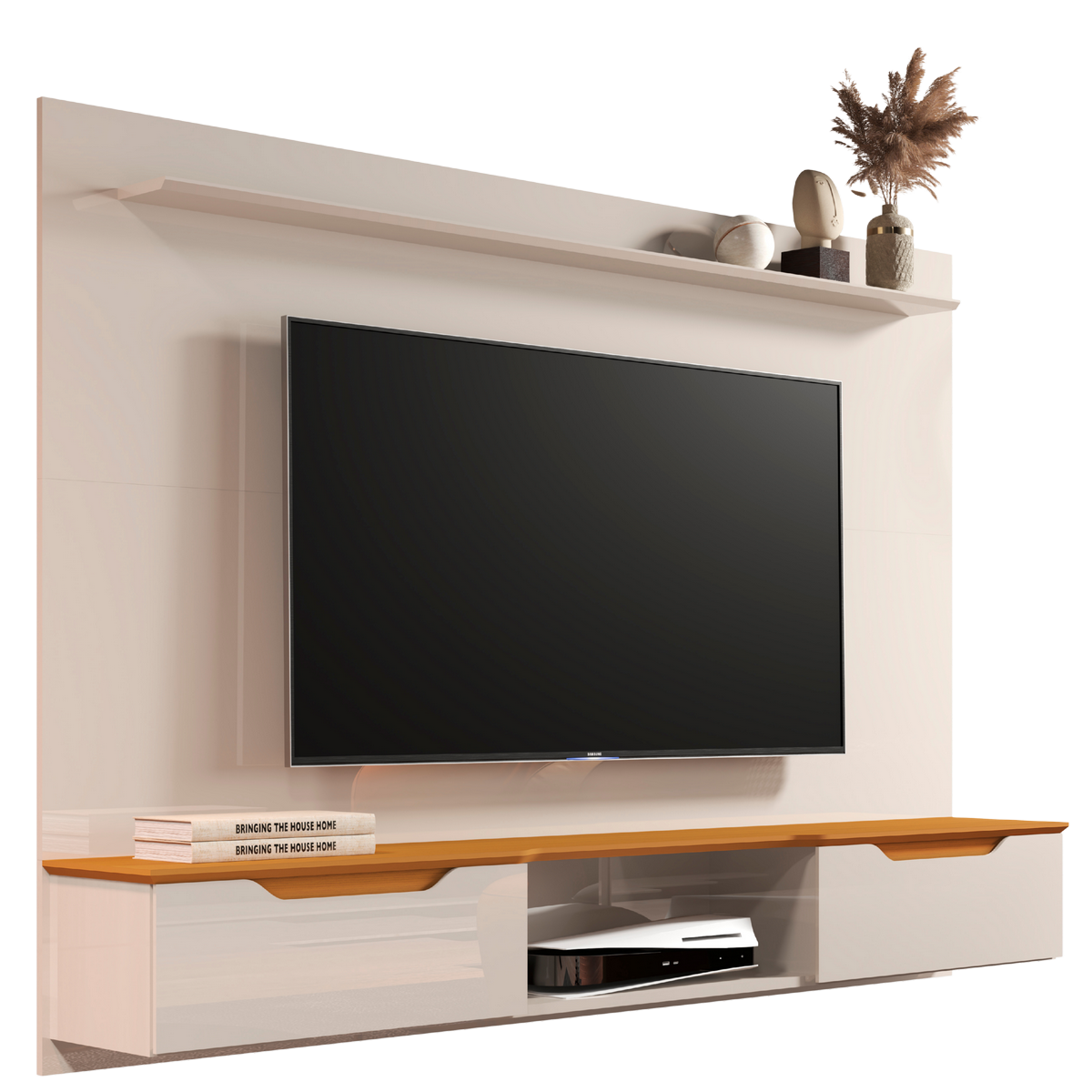 Painel até 65" Studio Off White/Cedro - EDN MÓVEIS - Imagem 5